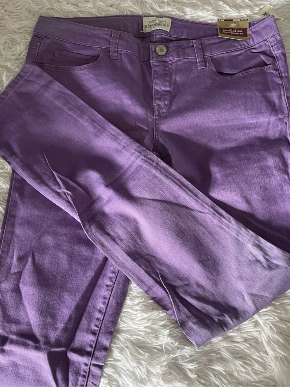 NWT Y2K Juniors Aeropostale ASHLEY ULTRA SKINNY Jeans in Purple (Size 7/8 REG)